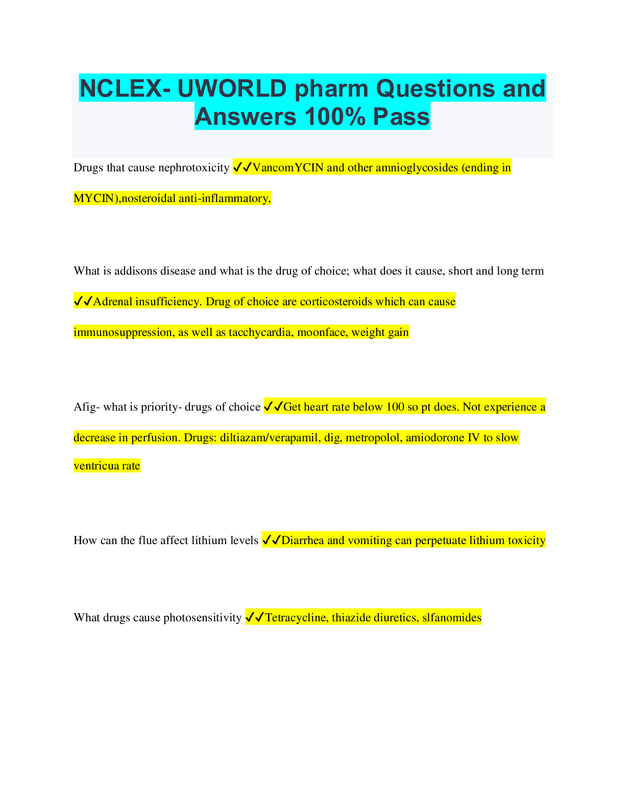 Preview of NCLEX-PN 3000 Questions and Answers Latest 2022 Rated A+